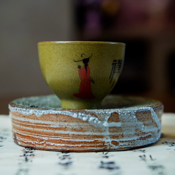 陶瓷  蒋秀梅老师手绘茶叶末釉全手工茶碗主人杯