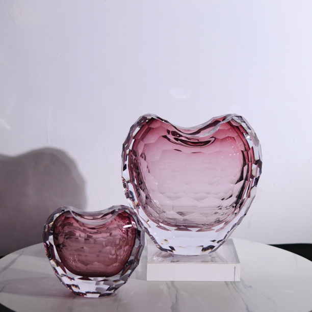 晶莹琉璃【heart系列】现代意式轻奢简约纯手工高档琉璃摆件