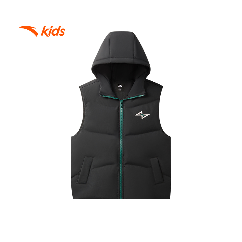 安踏儿童24冬季新款时尚潮流雅丹风保暖运动篮球风羽绒马甲男大童