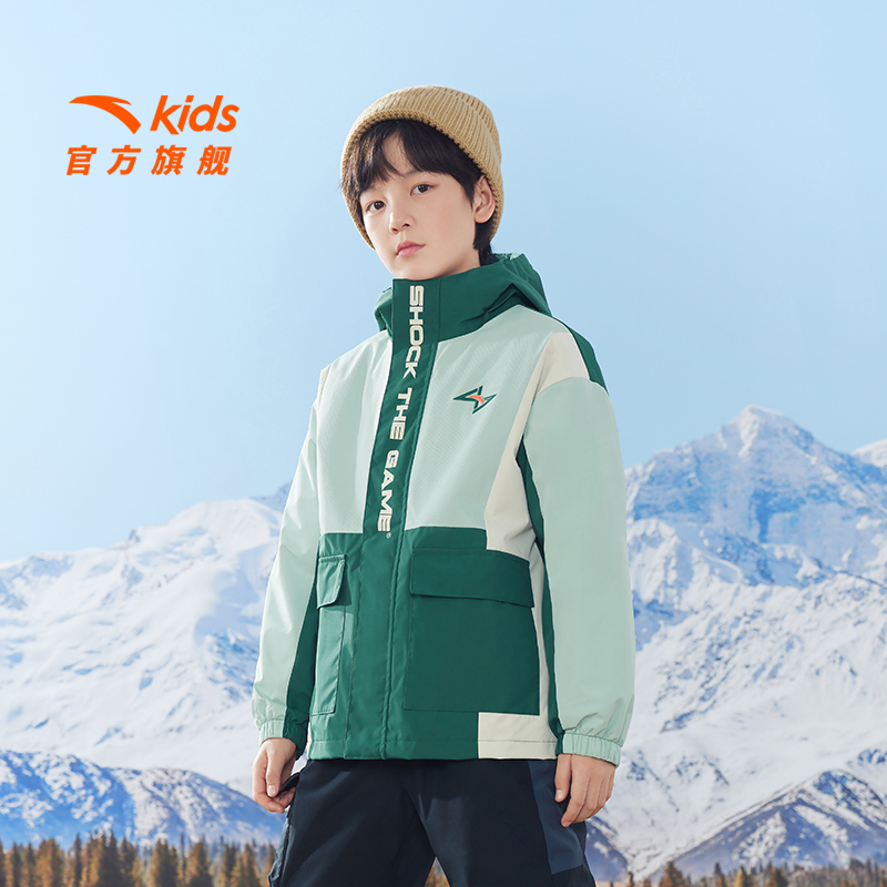 安踏儿童男大童2025羽绒服三防科技三合一羽绒两件套加绒外套冬