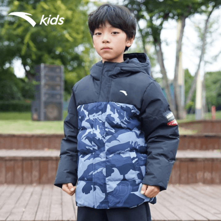 中国冰雪热返IV-安踏儿童羽绒服男童外套2025三防保暖冬新款抗寒