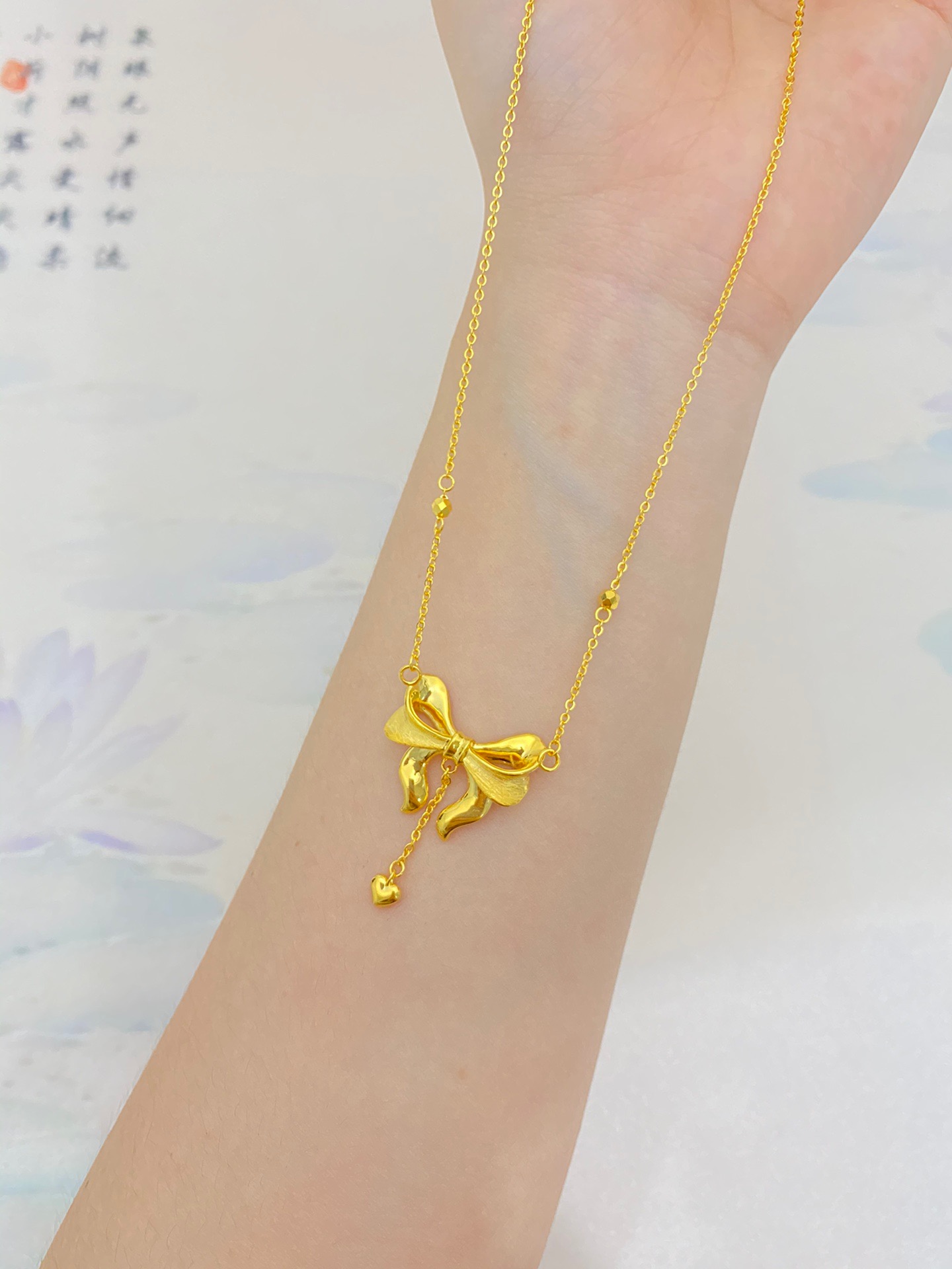 坠链均足银 花漾在逃公主套链金店同款大蝴蝶结简约百搭金裹银