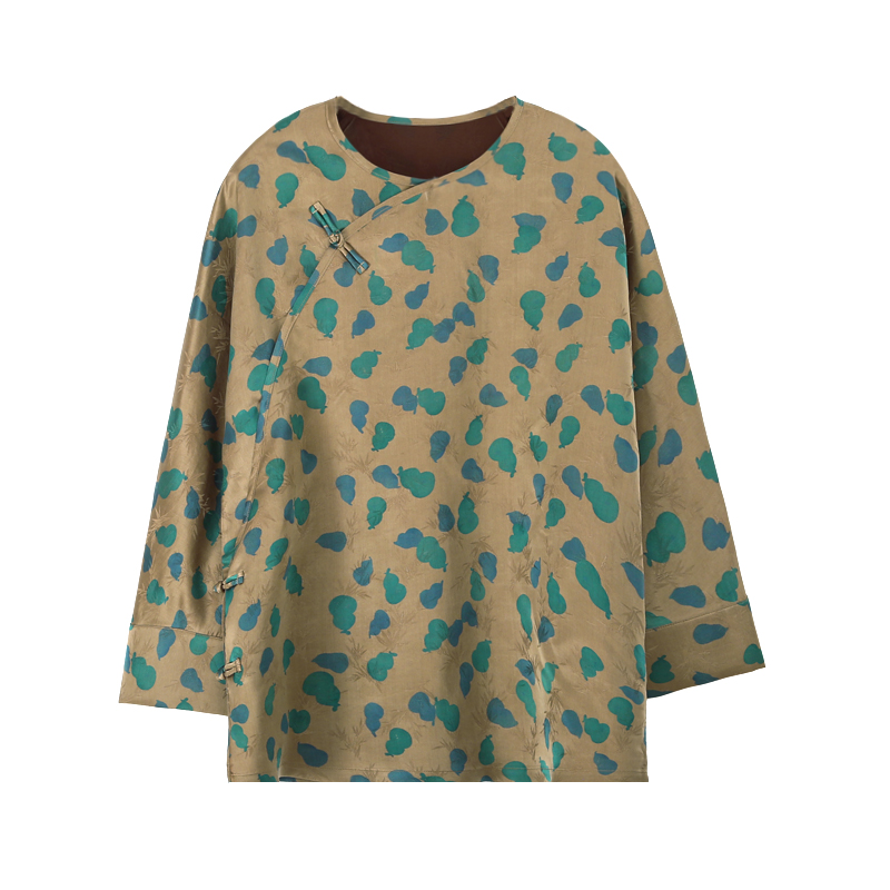 25姆米满分桑蚕丝红云纱福禄临门国风衬衣12345-5