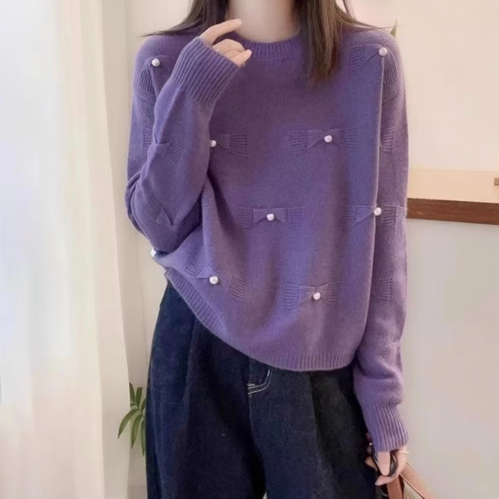 蝴蝶结毛衣女洋气减龄打底长袖针织衫51022