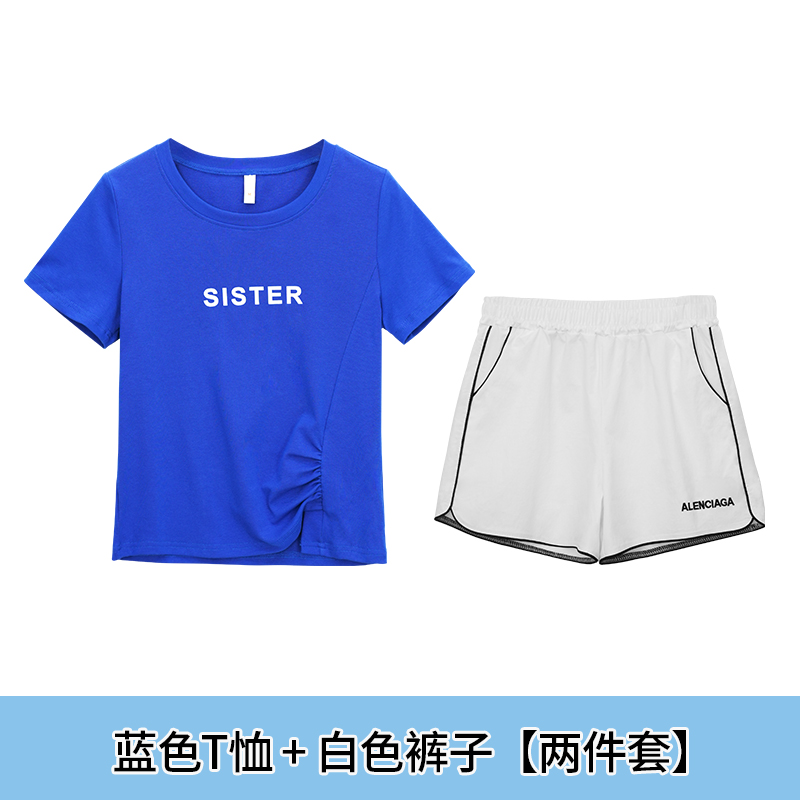 2025夏装新款女士短袖时尚百搭显瘦t恤速干运动短裤两件套装时尚