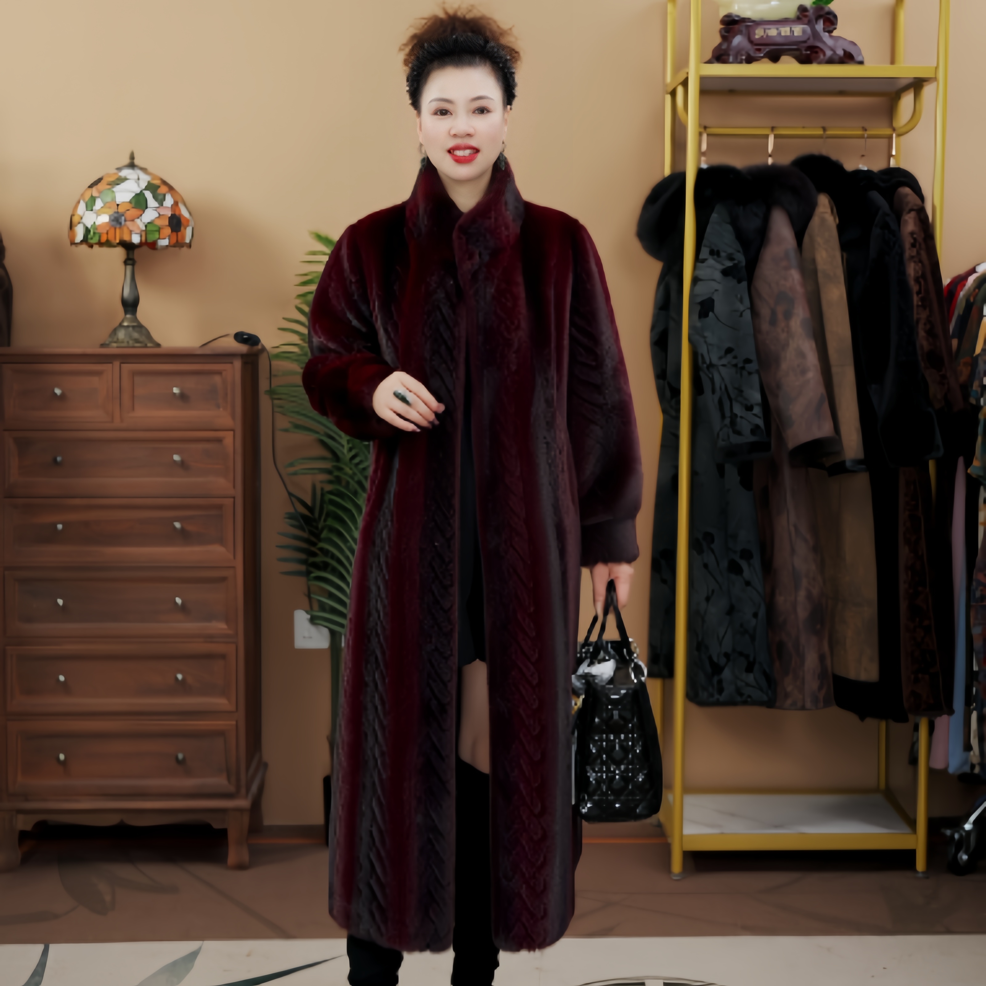 【莲姐】9695冬季气质女士百搭设计师外套大码立领秋冬厚外套