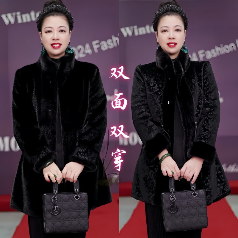 【萍萍专属】1096 冬季海宁高端双面双穿皮毛一体女士貂毛大衣 
