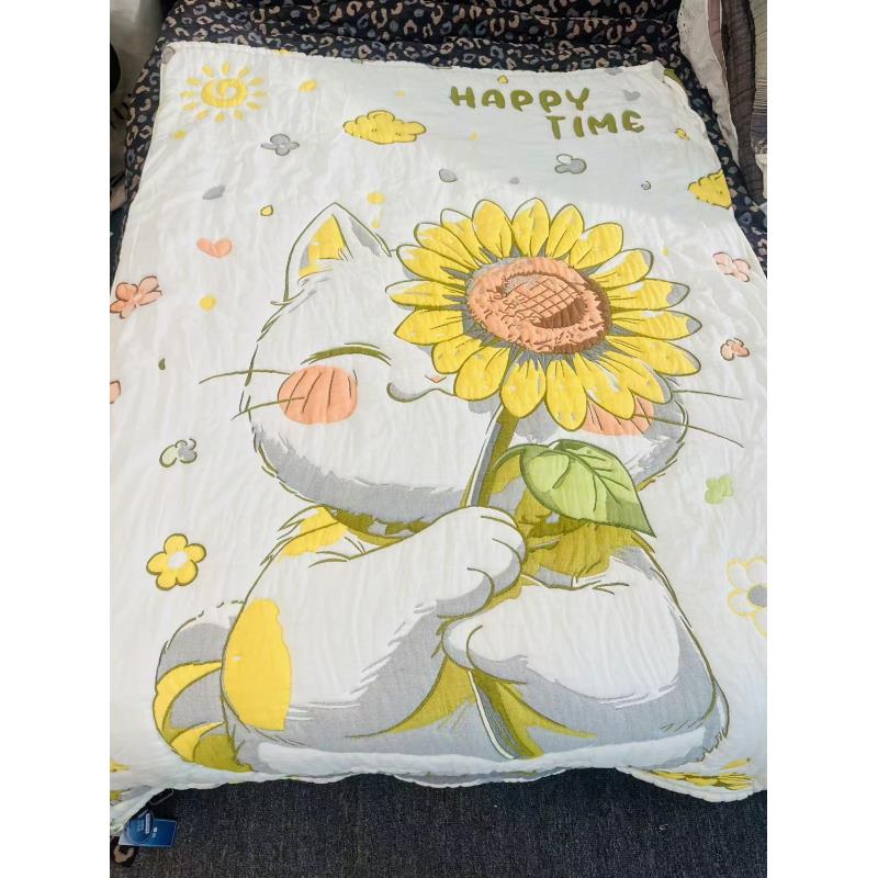 【向日葵猫】150*200  A类全棉纱布云朵泡芙被
