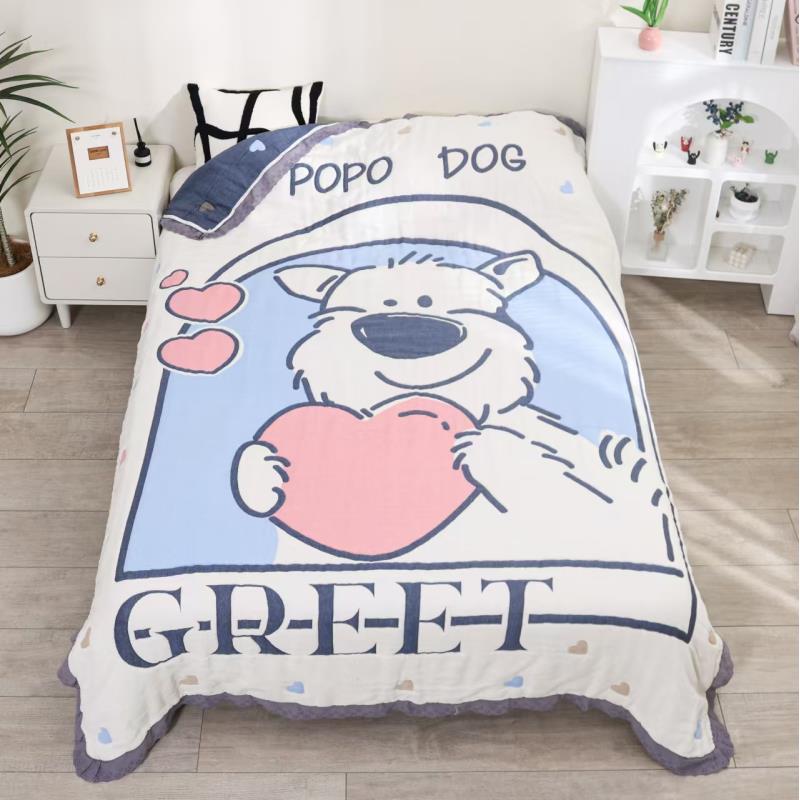 【爱心雪纳瑞】 200*230cm 全棉纱布加厚羊绒被