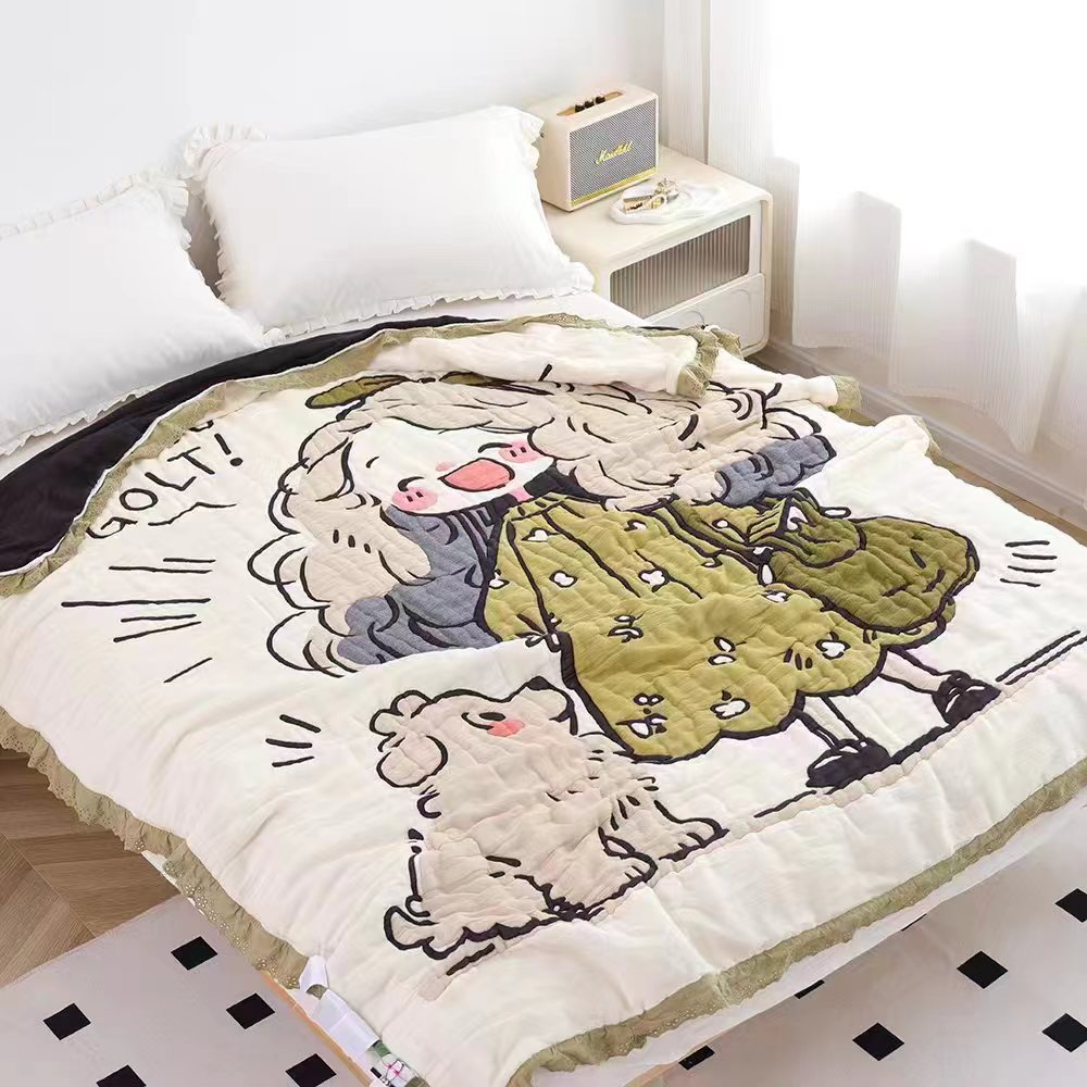 A类全棉纱布泡芙被子3斤面料柔软舒适加厚保暖亲肤冬被小丫头