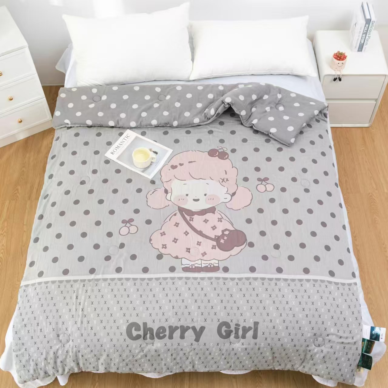 【俏皮姑娘】150*200cm全棉双层纱大豆被秋冬被