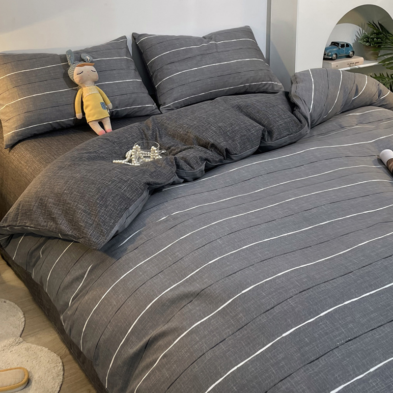 水星系列家纺ins北欧风纯棉四件套100全棉春夏床单床笠被套3宿舍