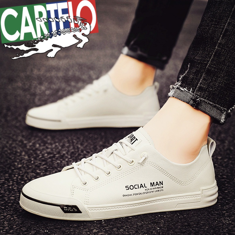 鳄鱼小白鞋男鞋2024新款潮鞋秋季百搭品牌豆豆鞋子男士休闲板鞋男