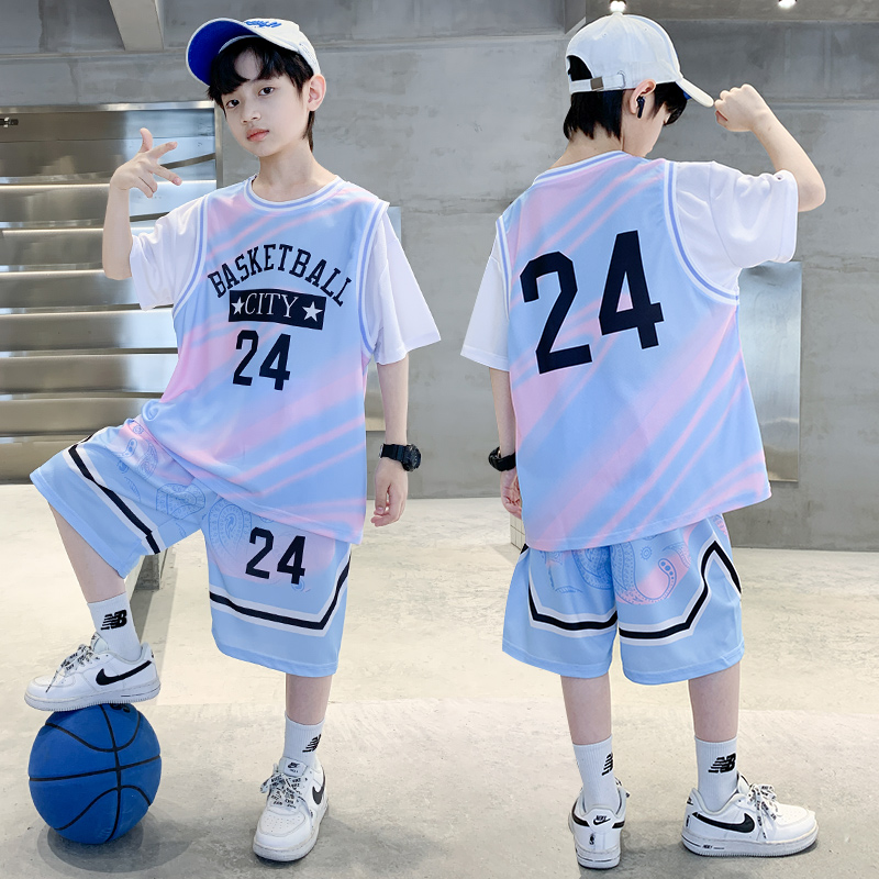 男童球服2024夏季男童24号篮球服套装中大童薄款速干运动两件套潮
