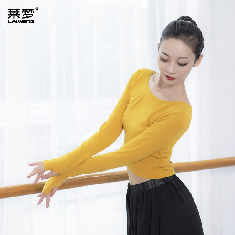 现代舞蹈毛衣女秋冬季灰蓝色长袖舞蹈服成人保暖芭蕾舞练功服上衣