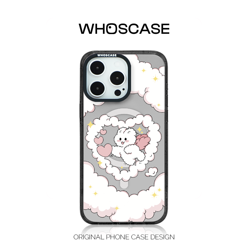 WHOSCASE棉花糖小兔防摔磁吸手机壳适用iphone14/15/16/Pro/Max
