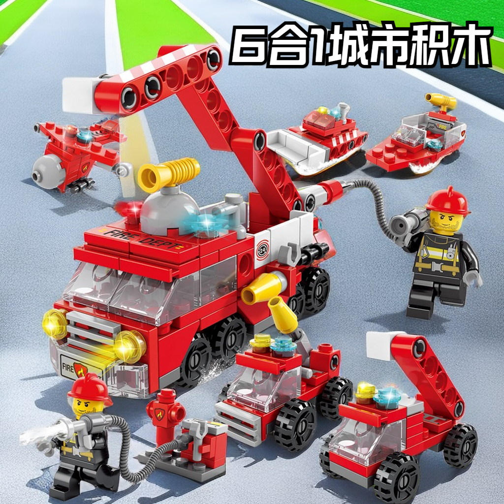 【若戎】高档玩具六合一积木小颗粒拼装组装车男女孩儿童7-15岁
