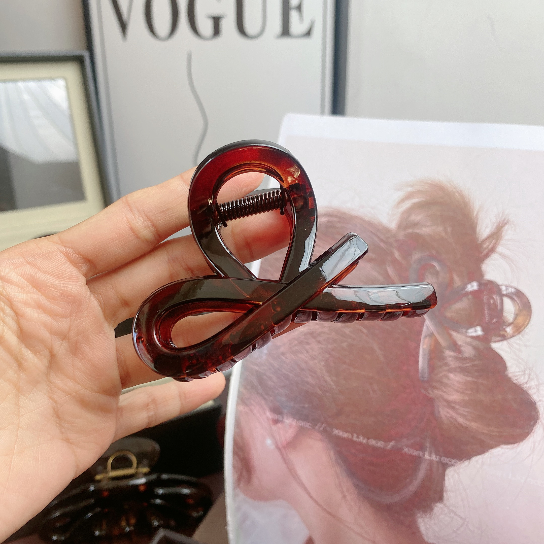 2024秋冬色系约8CM百搭半抓高马尾夹发量少全抓新娘抓夹294