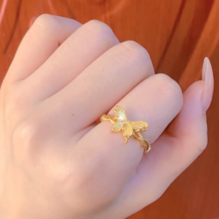 铜合金戒指 简约款蝴蝶戒指复古国潮风
