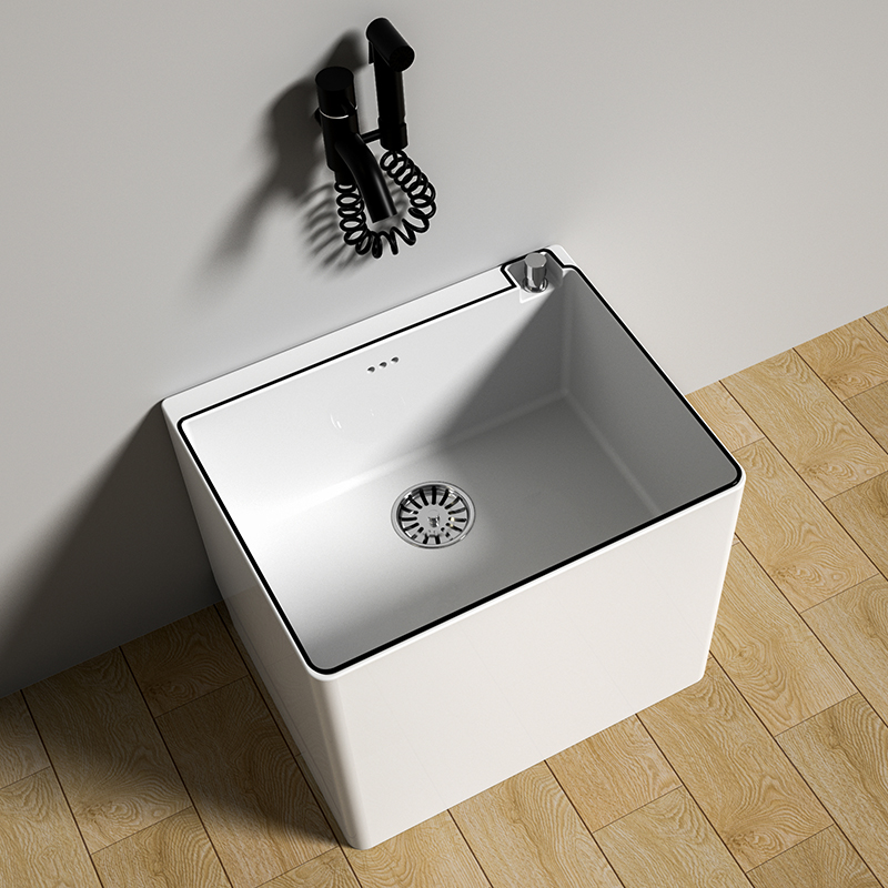 亿路莎阳台拖把池陶瓷拖布池洗地拖盆水池槽卫生间中号家用拖把盆