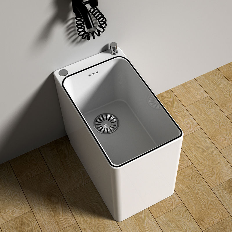 亿路莎阳台拖把池家用卫生间拖布池方形墩布池落地式小号陶瓷水槽