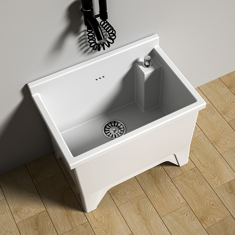 亿路莎家用陶瓷拖把池高脚带腿阳台一体洗墩布盆卫生间中大号水槽