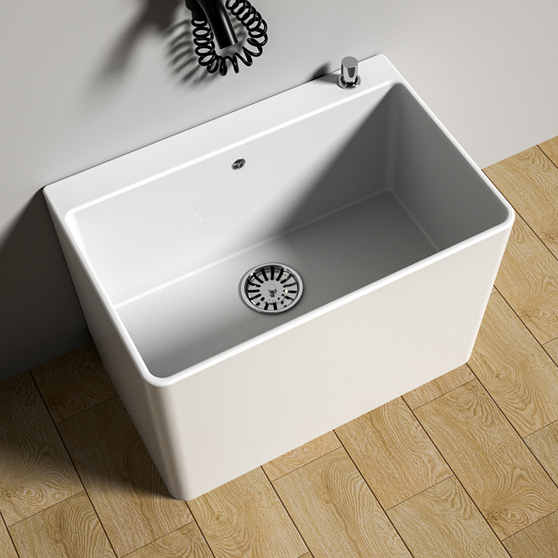 亿路莎家用长方形陶瓷拖把池卫生间大号拖布池庭院阳台洗拖墩布盆