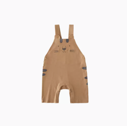 【尺码随机】papa爬爬夏季纯棉男女宝宝动物可爱背带裤婴儿裤子