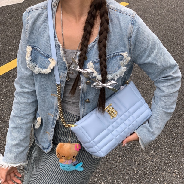 95新 BURBERRY/博柏利 人鱼公主的海蓝宝色rola小船包
