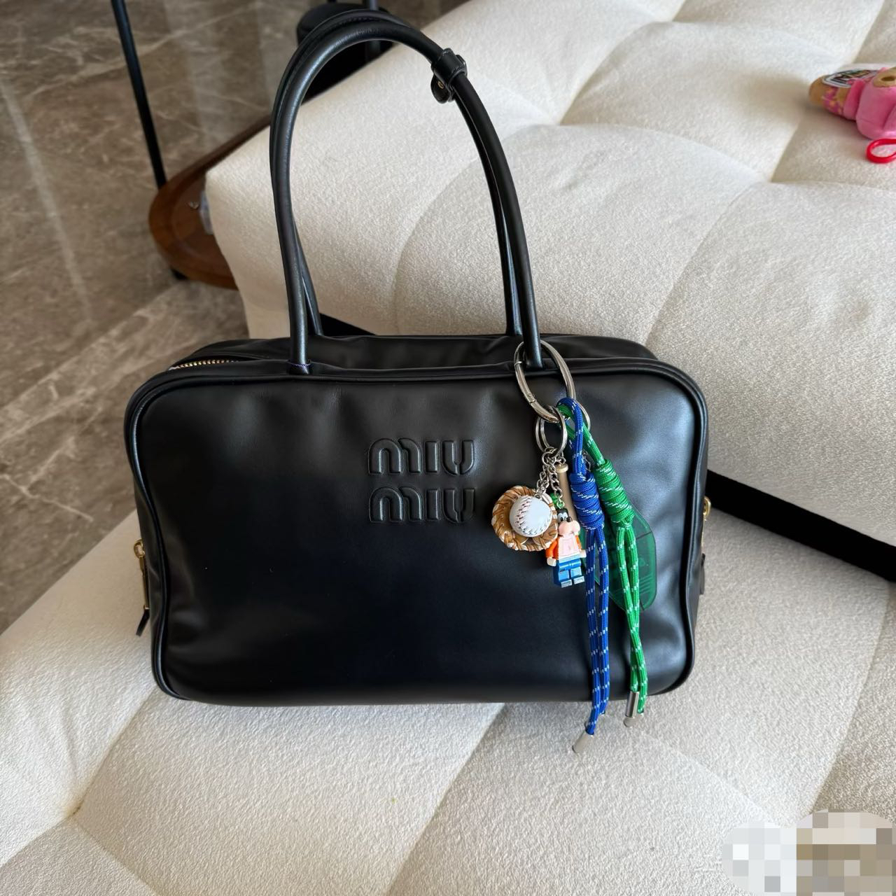 95新 MIU MIU/缪缪 miumiu黑色公文包长手柄第三代