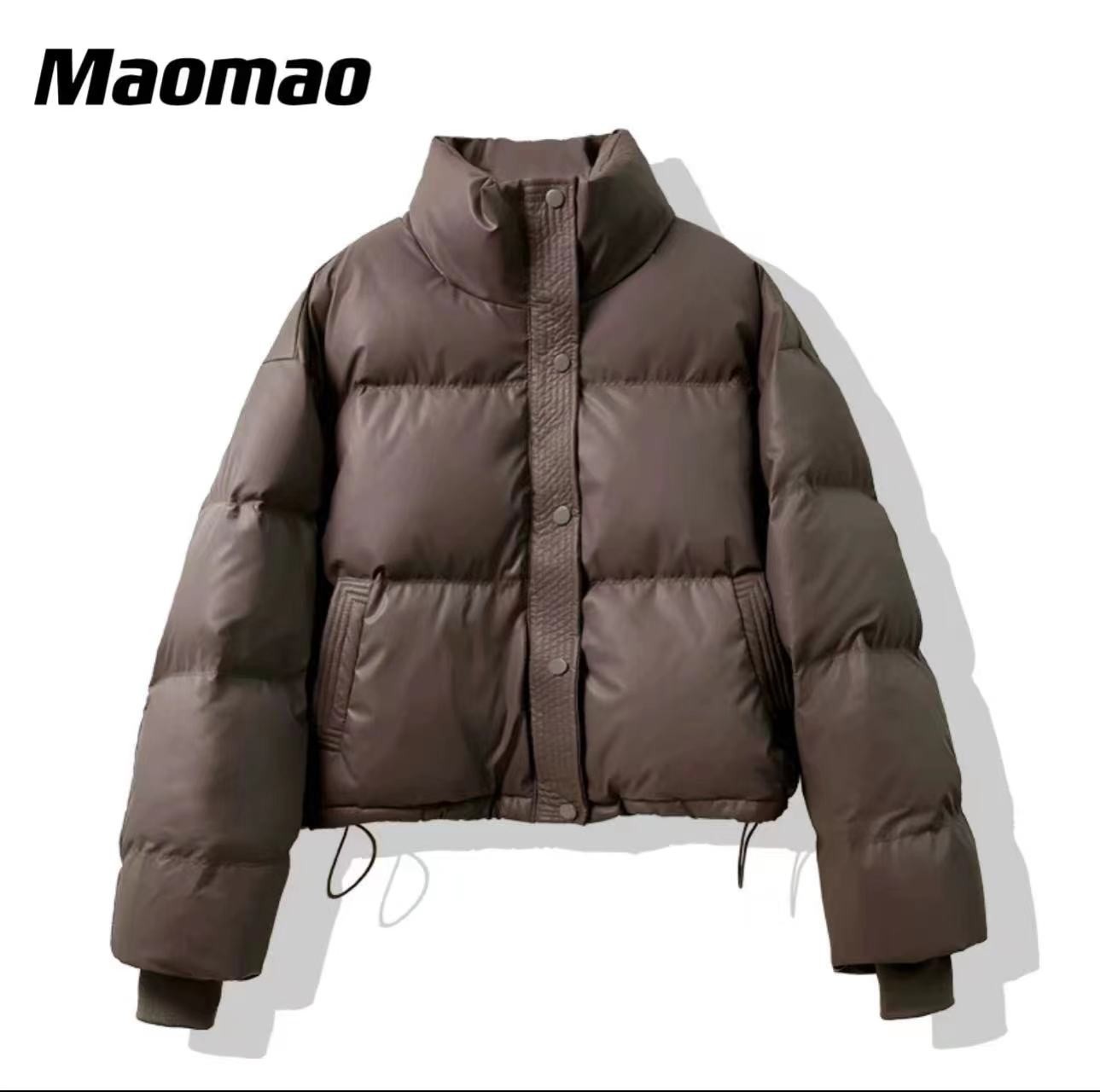 PU皮羽绒服女冬季2023新款短款小个子年轻加厚肯豆风外套