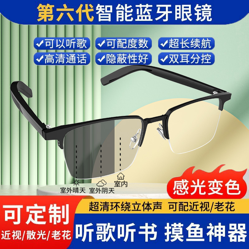 新款智能高档蓝牙眼镜变焦无度数大框防辐射近视蓝光超轻护眼时尚