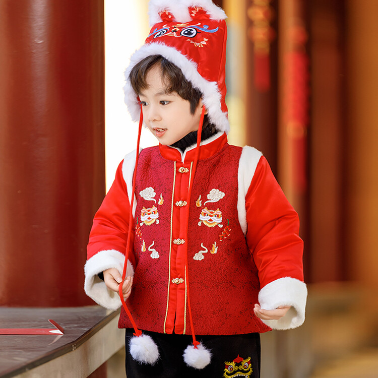拜年服男童2024龙年冬款国风喜庆新年装儿童汉服冬季宝宝过年衣服