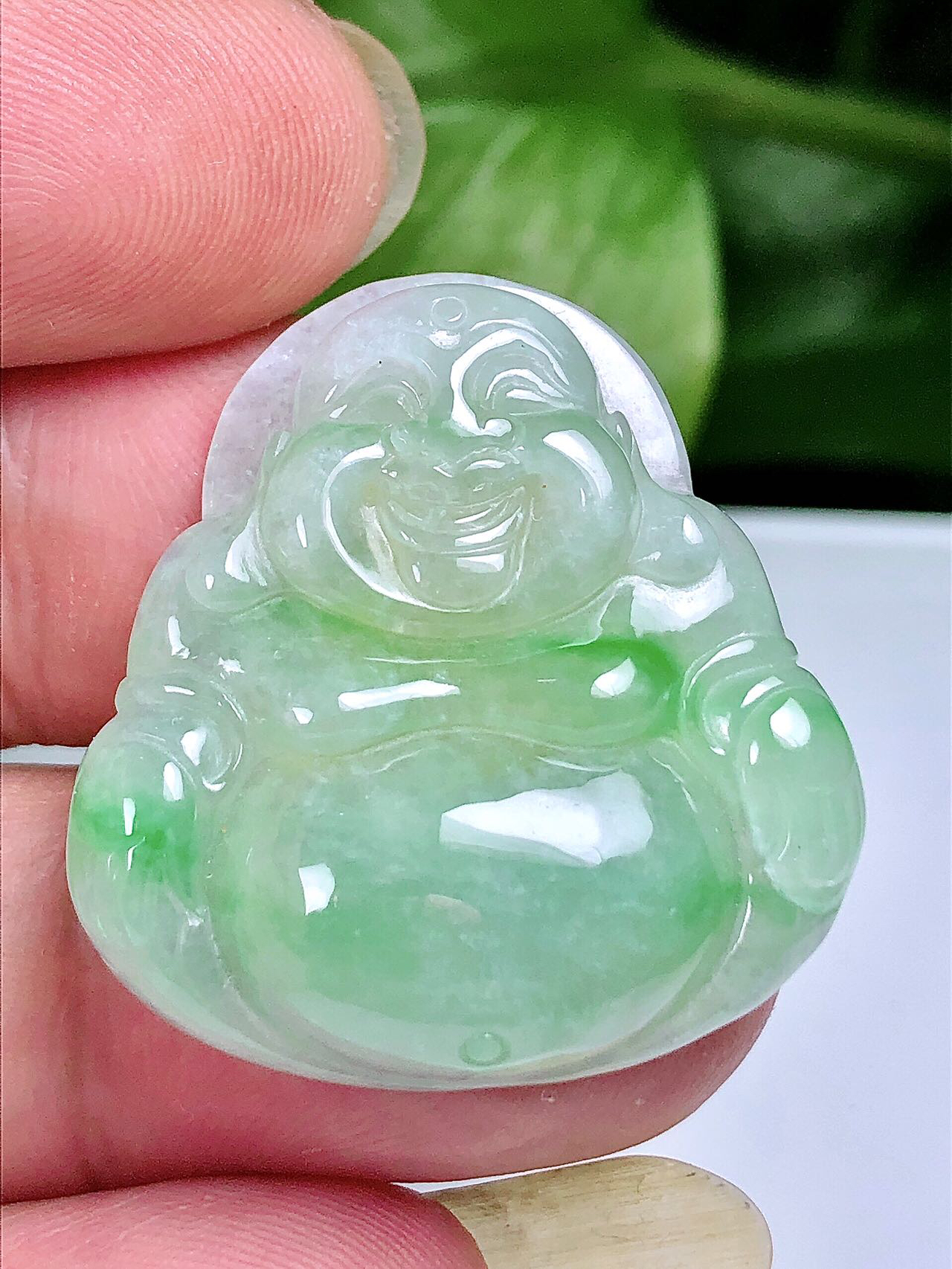 缅甸天然翡翠A货，冰润飘阳绿佛公吊坠挂件8.69