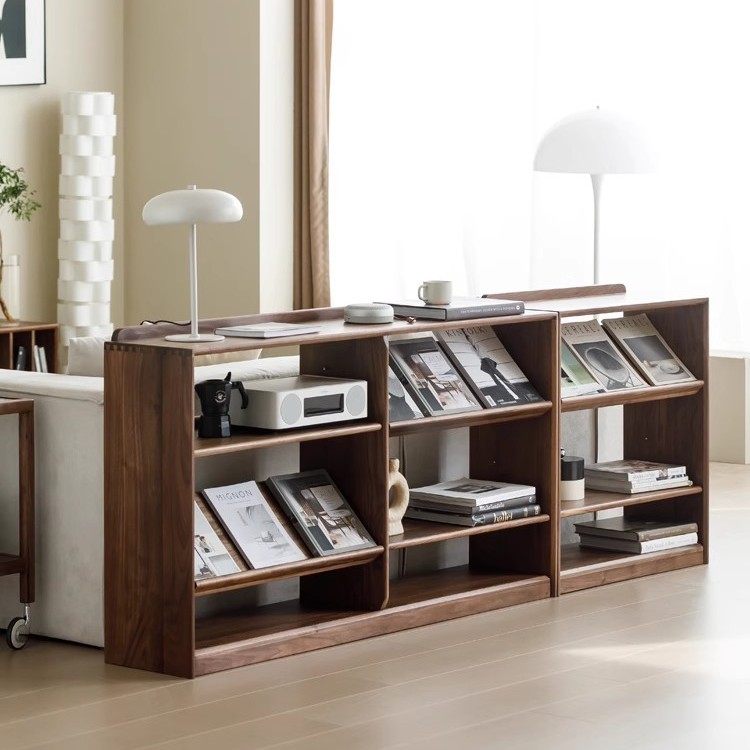 愫木工房北欧黑胡桃木书柜客厅杂志架组合柜收纳置物架全实木矮柜