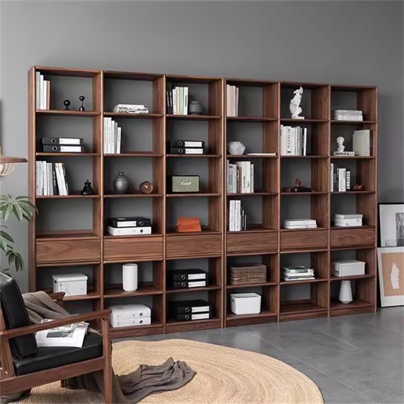 愫木工房简约实木黑胡桃橡木书柜置物架多层书架木蜡油环保可定制