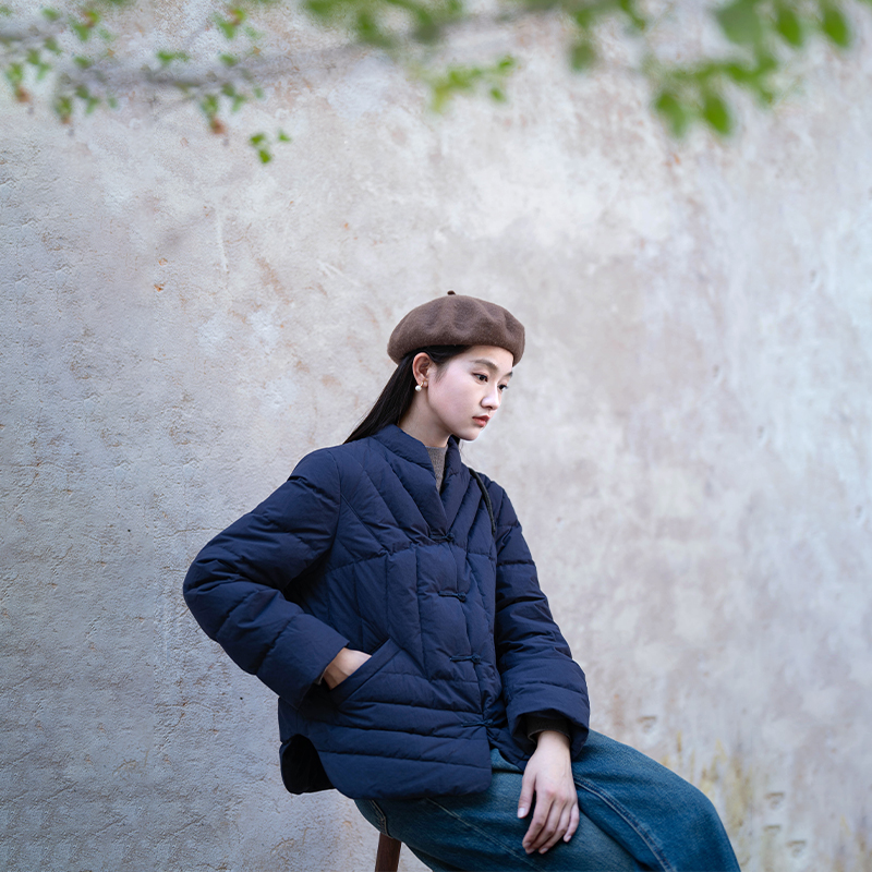 言作冬新品60支长绒棉轻中式95白鸭绒加厚保暖羽绒服 我的方式 四