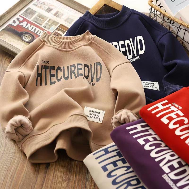 「断码清仓」男孩加绒卫衣秋冬款中大童圆领儿童卫衣宝宝保暖外套