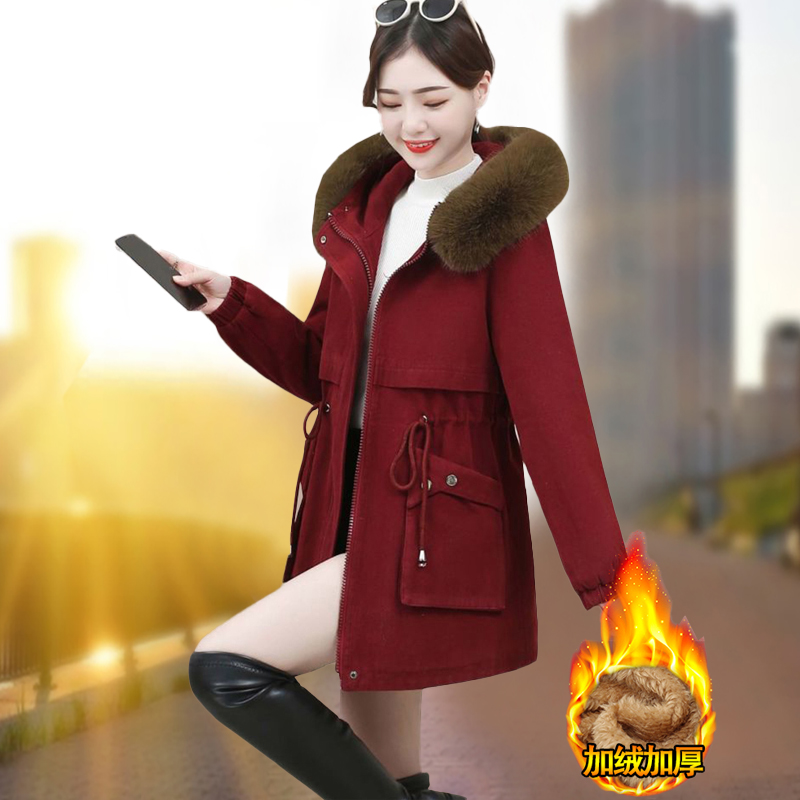 派克中长款棉服冬季2025新款女装宽松加绒棉衣羊羔绒棉袄加厚外套