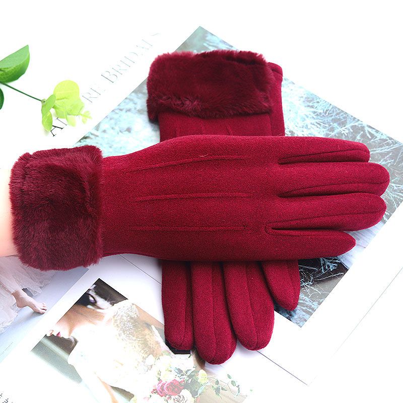 秋冬季男女式加绒保暖手套骑开车德绒触屏防滑防风寒加厚百搭手套