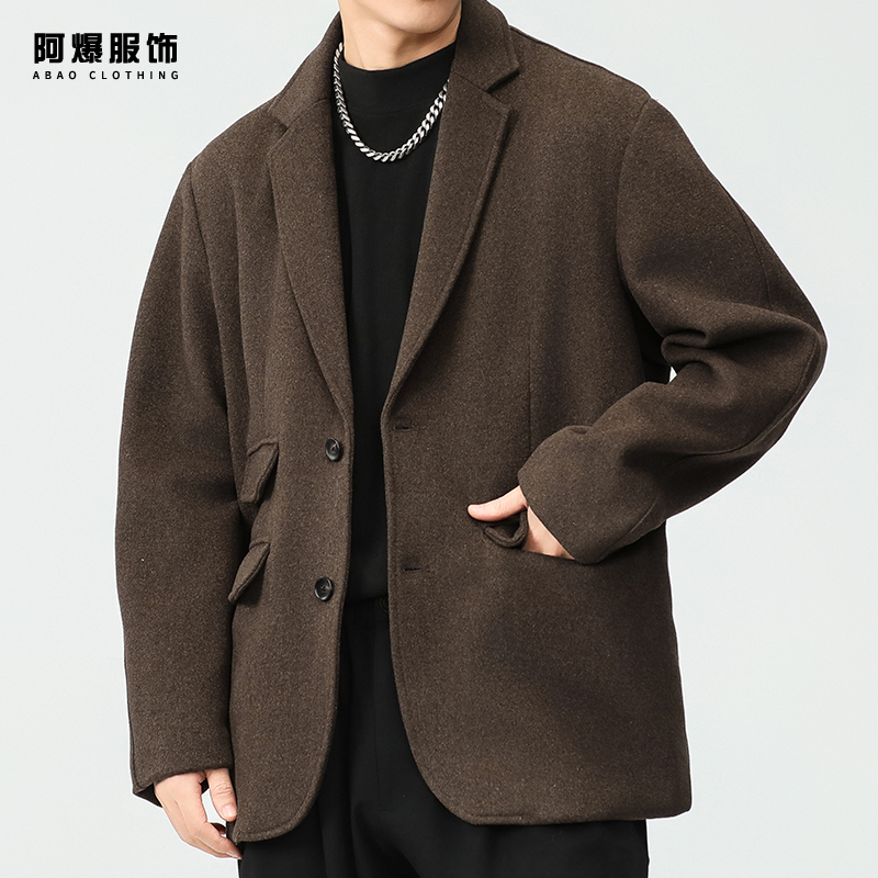 【阿爆服饰】美式高端绵羊毛呢西装外套男2024秋季新款宽松休闲上衣