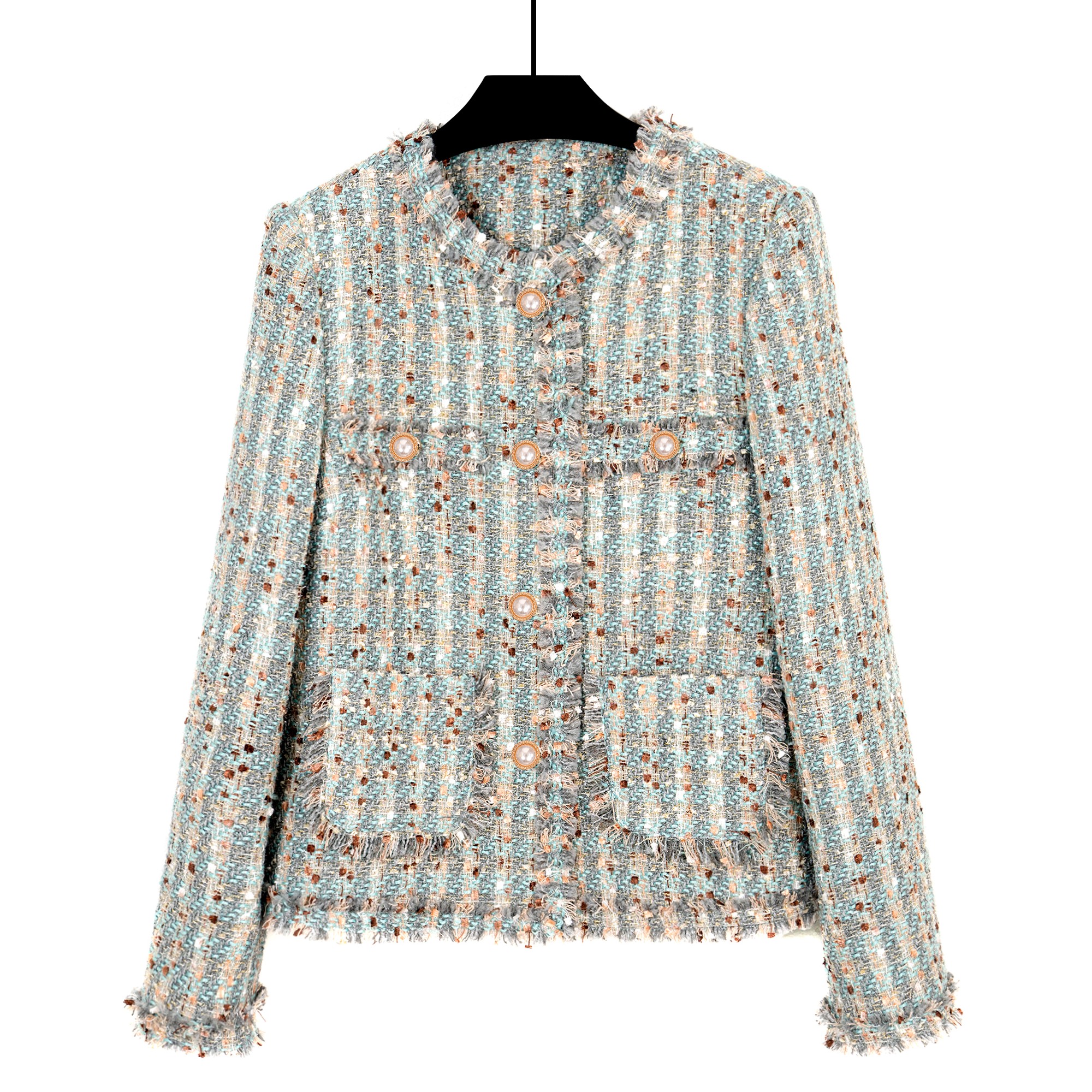 【萤火之森】2025春季新款小香风气质法式粗花呢女外套上衣