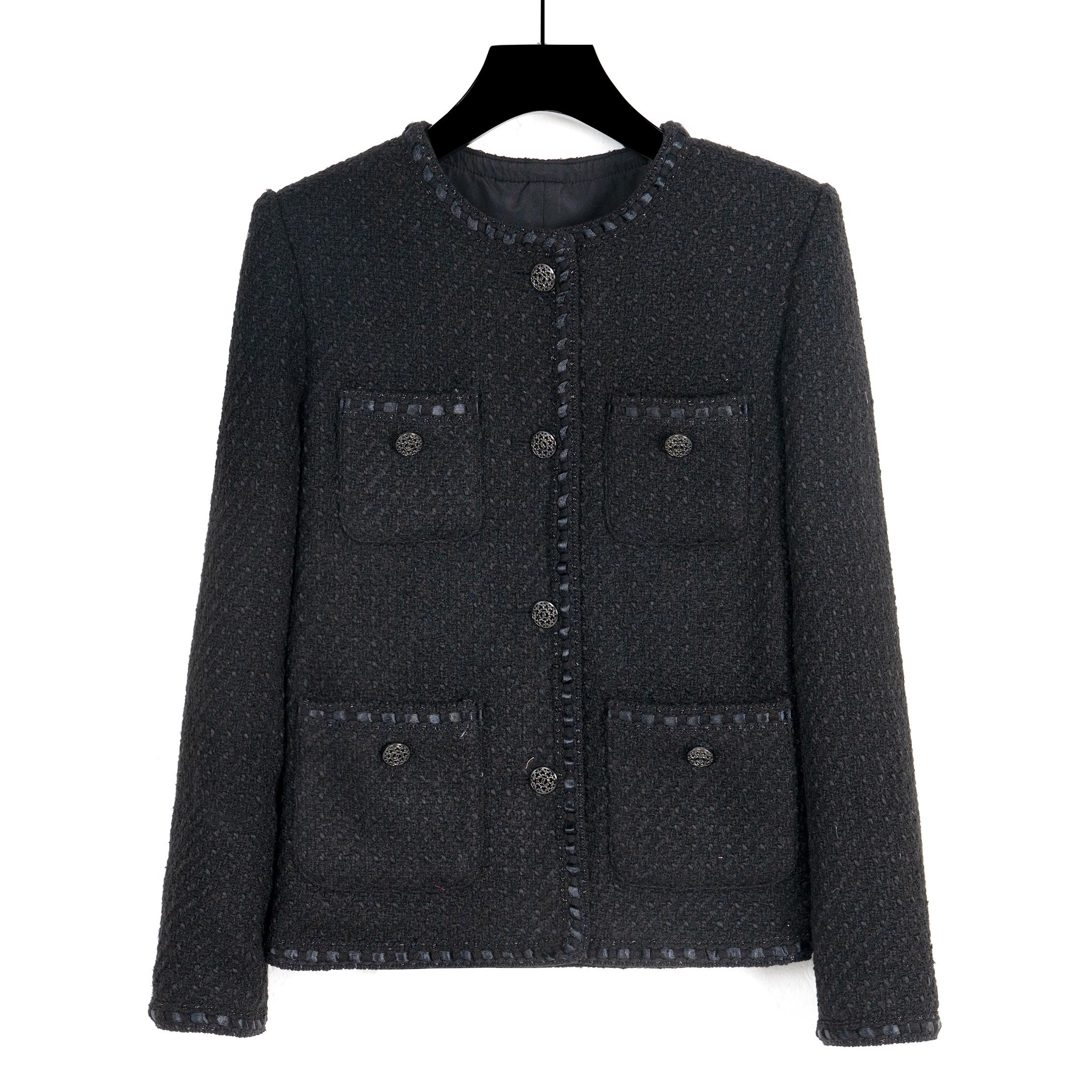 冬季新款编织“黑色巴比伦”小香风粗花呢时尚气质名媛外套轻奢小香