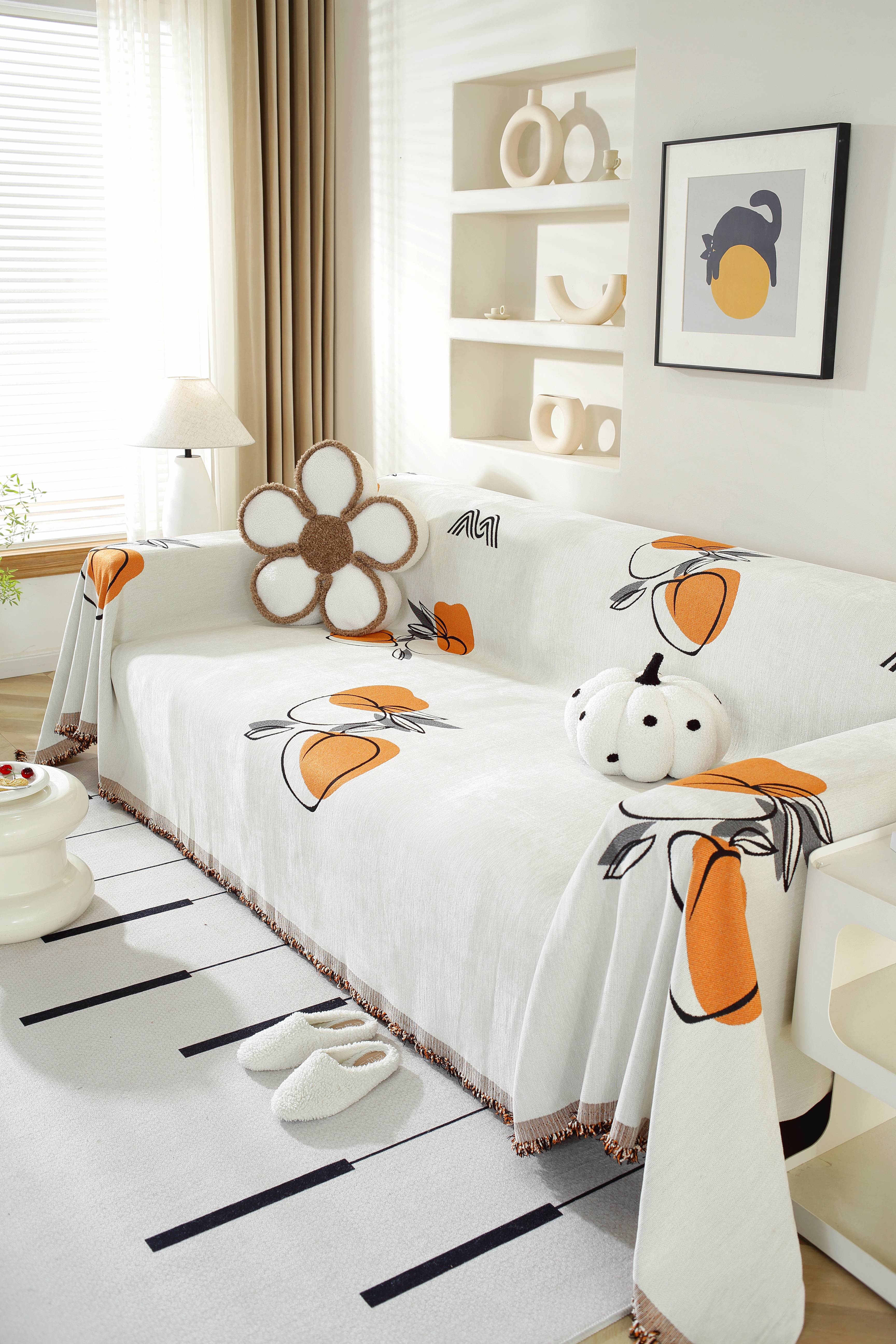 秋果新品雪尼尔沙发巾轻奢防滑防猫盖布巾四季通用加密加厚