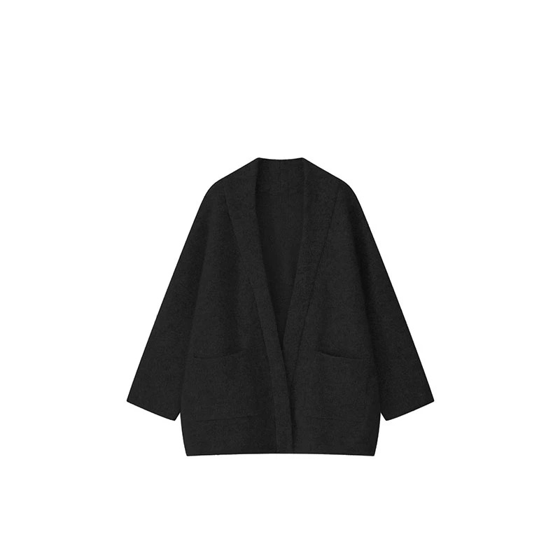 【LIANG】韩版慵懒风设计感口袋外套秋冬新款休闲极简宽松针织衫