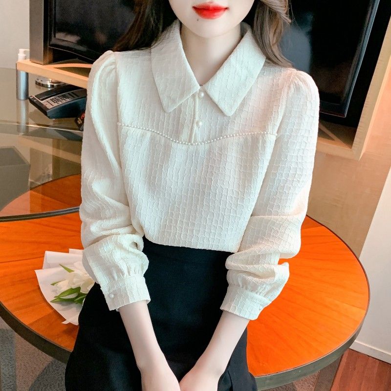 秋冬季2025年新款雪纺衬衫女长袖气质洋气小衫设计感加绒套头上衣