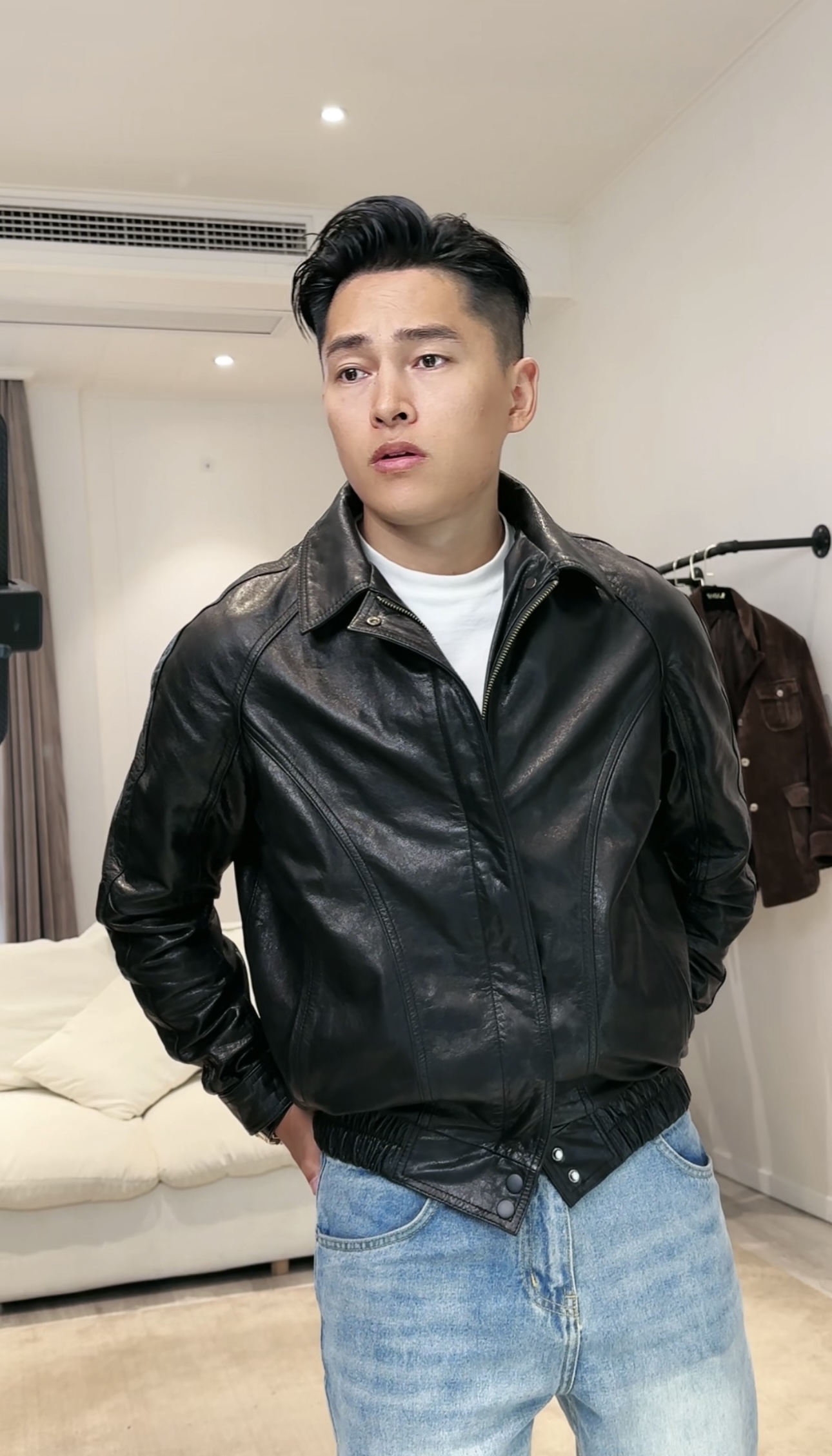 【卡达尔高端定制】高品质翻领油蜡皮休闲百搭真皮皮衣外套