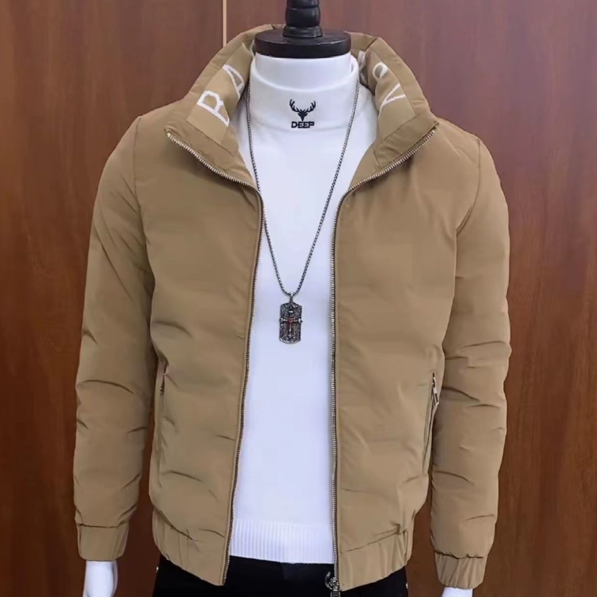 鸭鸭冬季潮牌羽绒服男休闲痞帅立领加厚短款上衣2023新款男士冬装