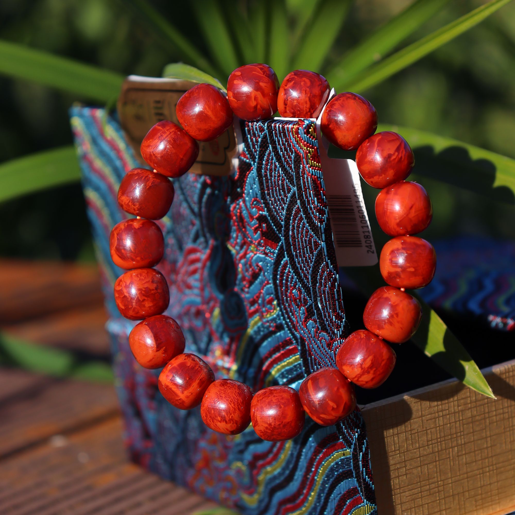 原矿南红柿子红火焰纹手串（12mm）