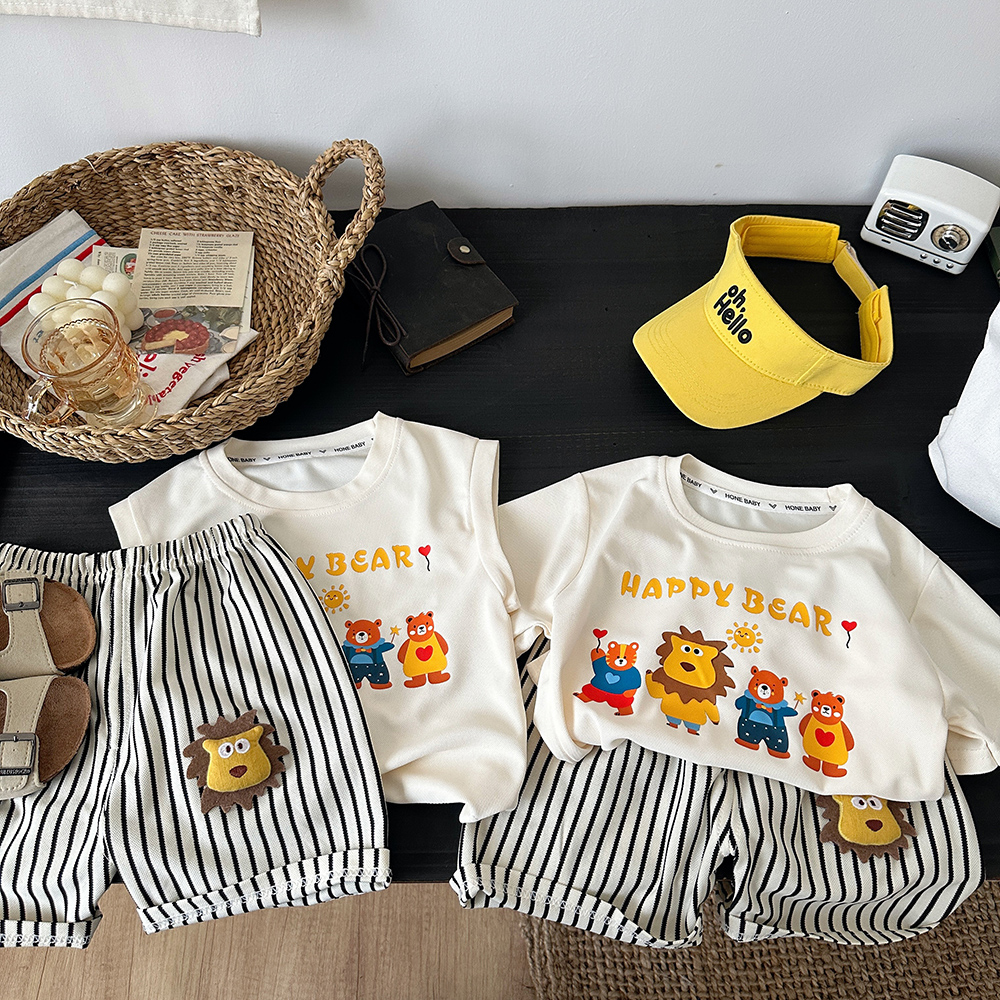 【A类玩偶套装】儿童夏季透气水晶珠地洋气短袖短裤二件套